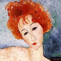 young redhead in an evening dress
