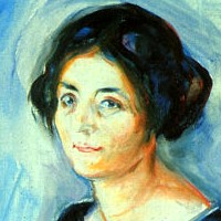 femme en bleu